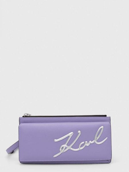 Torba na ramię skórzana Karl Lagerfeld fioletowa