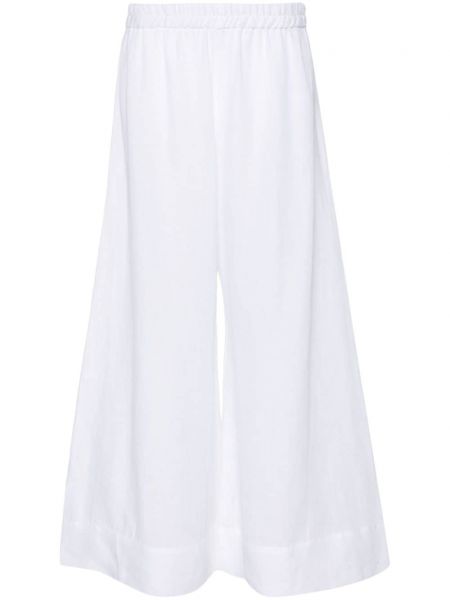 Pantalon palazzo en lin Maurizio Mykonos blanc