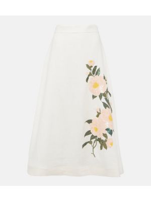 Falda larga de lino Zimmermann blanco