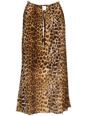 Rochie mini cu imagine cu model leopard Alex Rivière Studio maro