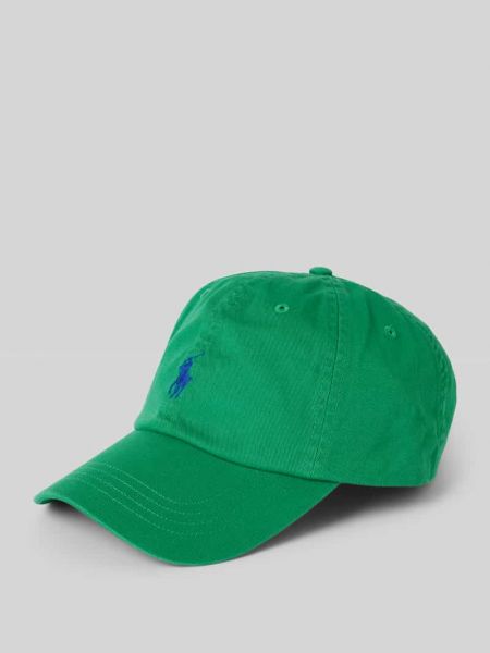 Haftowana czapka z daszkiem bawełniana Polo Ralph Lauren zielona