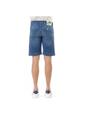 Pantalones cortos vaqueros de lino de algodón Jacob Cohen azul