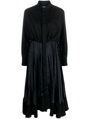 Prugasta midi haljina Sacai crna