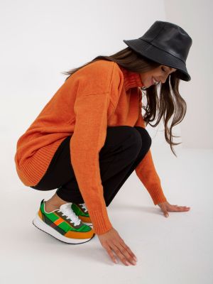Džemperis ar augstu apkakli Fashionhunters oranžs