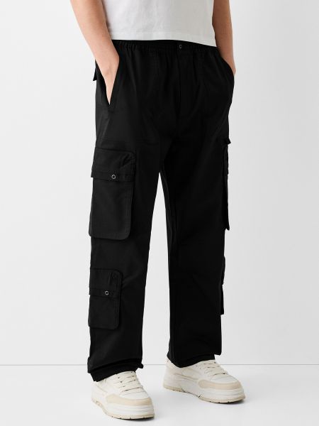 Pantaloni cu buzunare Bershka negru