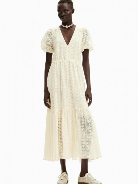 Платье с вышивкой Desigual белое