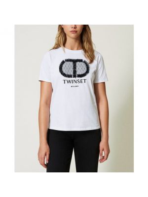 Camiseta de encaje Twinset blanco