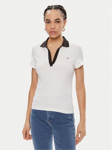 Polo majica slim fit Tommy Jeans bijela