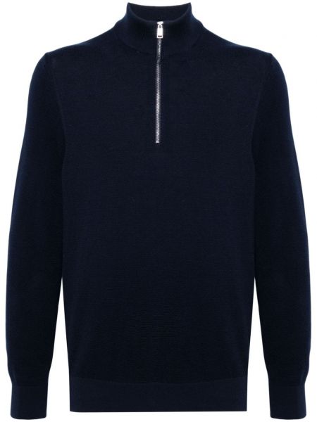 Pamučni džemper s patentnim zatvaračem Boss plava