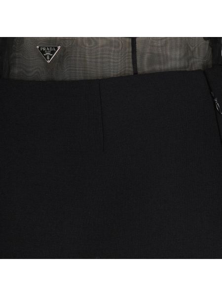 Falda midi de lana Prada negro