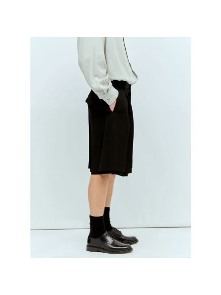 Pantalones cortos de seda plisados Jil Sander negro