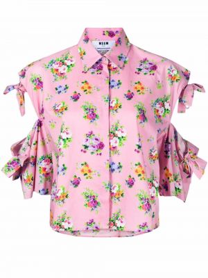 Trykt floral skjorte Msgm rosa