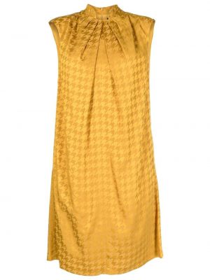 Houndstooth-mustriga kleit Paule Ka kuldne