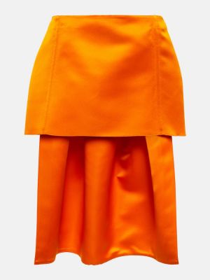 Jedwabna satynowa mini spódniczka Prada pomarańczowa