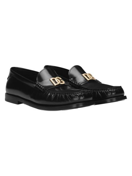 Loafers skórzane klasyczne Dolce And Gabbana czarne