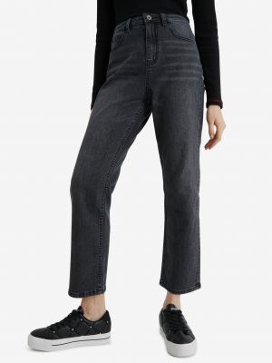 Priliehavé džínsy s rovným strihom Desigual čierna