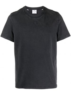 T-shirt effet usé en coton Courrèges gris