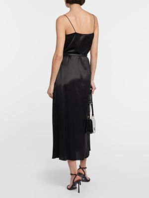 Μεταξωτή μίντι φόρεμα με δαντέλα Prada μαύρο