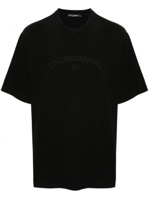Kokvilnas t-krekls ar apdruku Dolce & Gabbana melns