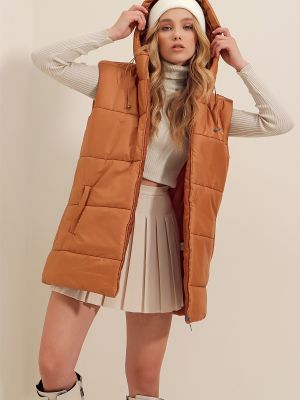 Oversized vesta s kapucňou s vreckami Trend Alaçatı Stili