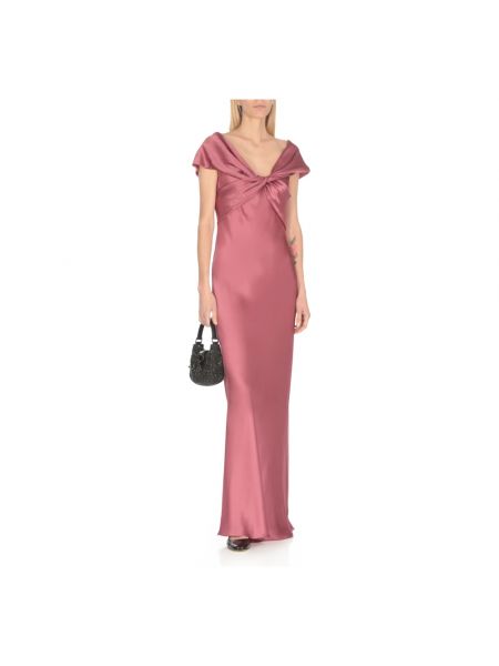 Sukienka długa z dekoltem w serek Alberta Ferretti różowa