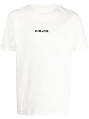 Bavlnené tričko s potlačou Jil Sander biela