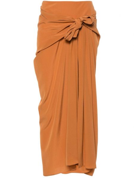 Plisovaná hodvábna sukňa Ermanno Scervino hnedá