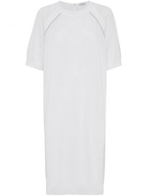 Βαμβακερή φόρεμα Brunello Cucinelli λευκό