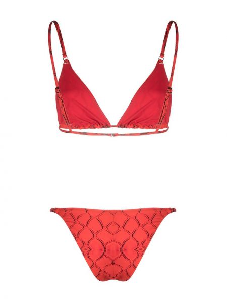Bikini de estampado de serpiente Noire Swimwear rojo