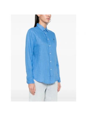 Blusa con bordado de lino Polo Ralph Lauren azul