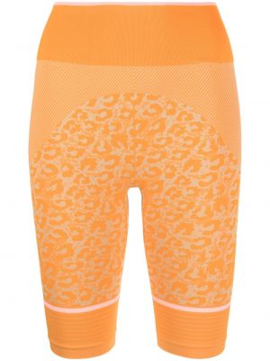 Cyklistické šortky s potlačou s leopardím vzorom Adidas By Stella Mccartney oranžová