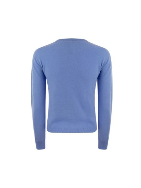 Sweter z kaszmiru z okrągłym dekoltem Vanisé niebieski