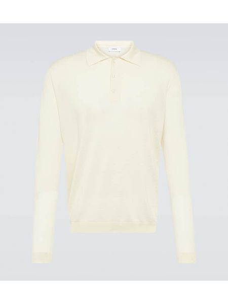 Svilena vunena polo majica od kašmira Lardini bijela