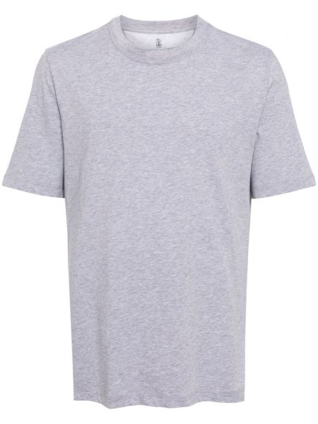Βαμβακερή μπλούζα με στρογγυλή λαιμόκοψη Brunello Cucinelli γκρι