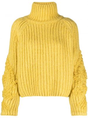 Плетен пуловер на цветя Ermanno Scervino жълто