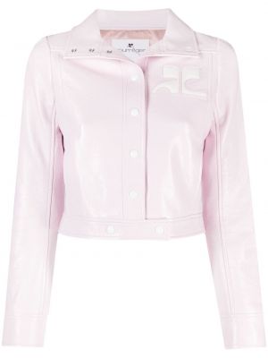 Укороченная куртка с нашивками Courrèges, розовая