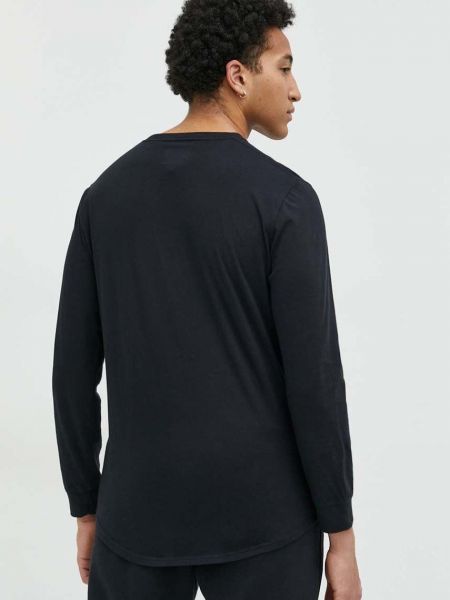 Bavlněné tričko s dlouhým rukávem s dlouhými rukávy Hollister Co. černé