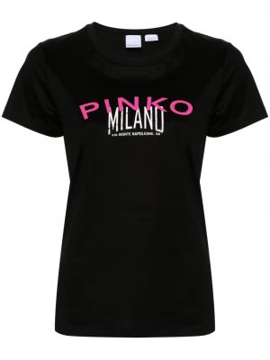 T-shirt en coton à imprimé Pinko noir
