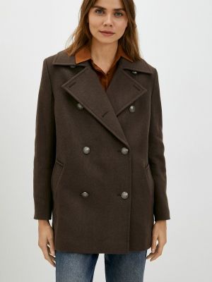Двубортное пальто Smith's Brand коричневое