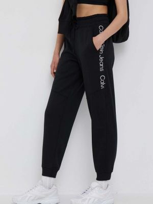 Spodnie sportowe z nadrukiem Calvin Klein Jeans czarne