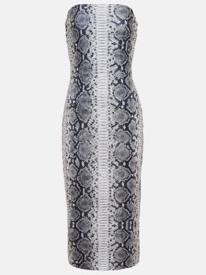 Midi šaty s potiskem jersey s hadím vzorem Norma Kamali šedé