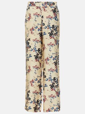 Svilene hlače s cvjetnim printom bootcut Asceno