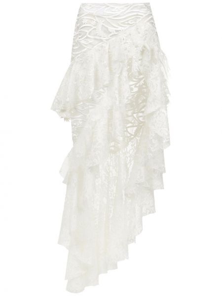 Falda larga de encaje Martha Medeiros blanco