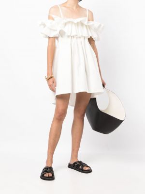 Koktejlové šaty s volány Goen.j bílé