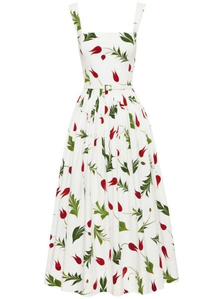 Μίντι φόρεμα με σχέδιο Oscar De La Renta λευκό
