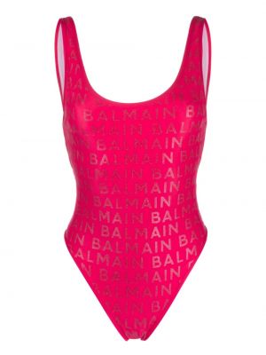 Costum de baie cu imagine Balmain roz