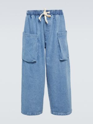Voľné džínsy s rovným strihom s vysokým pásom The Frankie Shop modrá