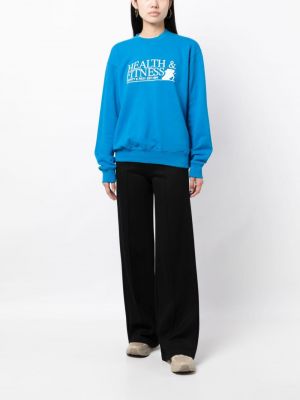 Sweatshirt aus baumwoll mit print Sporty & Rich blau