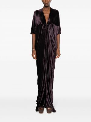 Aksamitna sukienka wieczorowa drapowana Rick Owens Lilies fioletowa