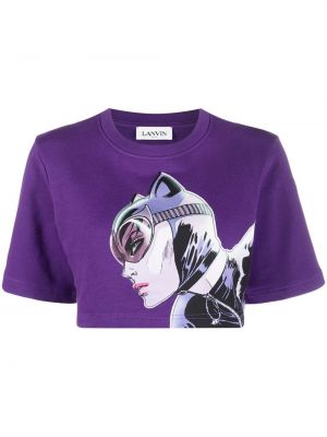 Укороченная футболка с принтом Lanvin, фиолетовая